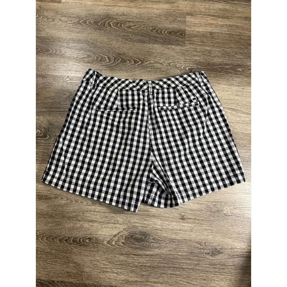 Crown & Ivy Caroline Gingham‎ Shorts Black White Plaid Womens 12 Stretch Preppy